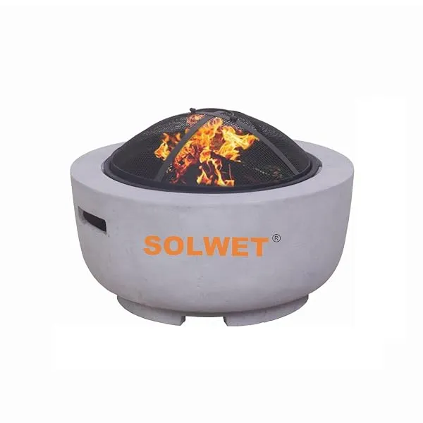 Solwet Light Grey Round Wood Burning Fireplace, Fire Pit SM-A220038-A, Size (60 x 60 x 26 cm) for Camping, Bonfire, Garden, Patio, Backyard. — Linkbiz SmartDeal's