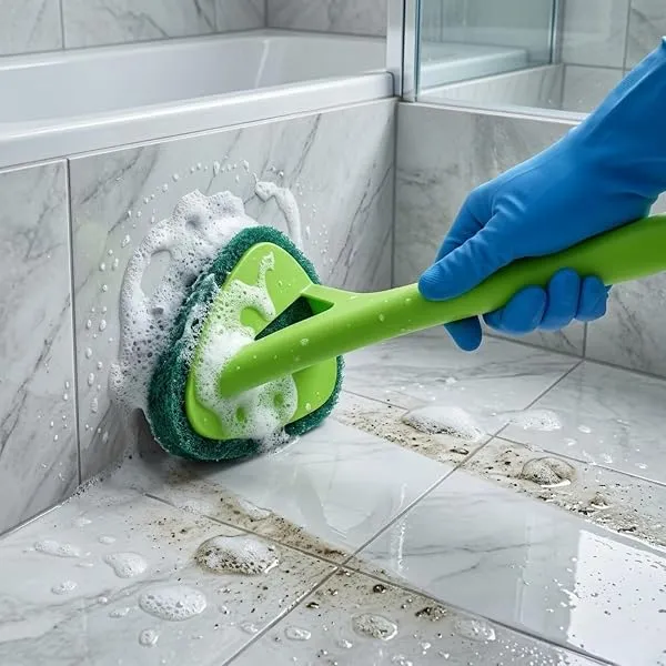 Bathroom Tile Cleaning Brush with Scrubber Long Handle Green | Ergonomic Non-slip Grip, Heavy-duty Scrubbing Pad, Durable Plastic Build, Reaches Difficult Areas, Bathroom & Floor U — Linkbiz SmartDeal's