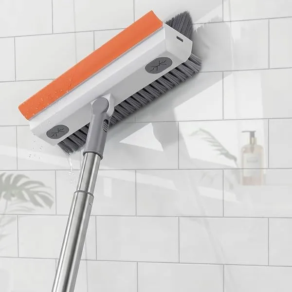 3-in-1 Bathroom Cleaning Brush with Wiper – 180° Rotating V-Shaped Brush | Long Handle Built-in Squeegee | Heavy Duty Deep Cleaning Tool for Bathroom Tiles, Kitchen Floor, Grout & — Linkbiz SmartDeal's