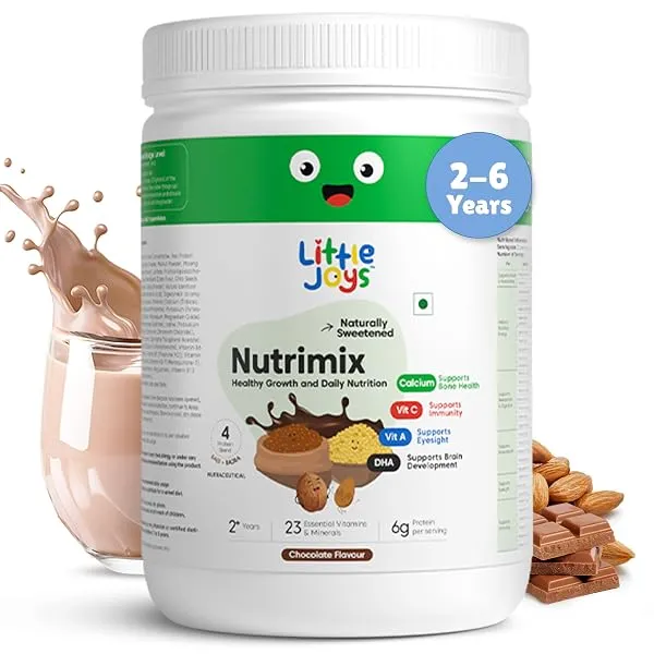 Little Joys Chocolate Nutrimix 350g Powder | 2-6 Years | Naturally Sweetened With Jaggery & Dates | 23 essential Vitamin & minerals | 5g protein per serving | Supports Immunity | w — Linkbiz SmartDeal's