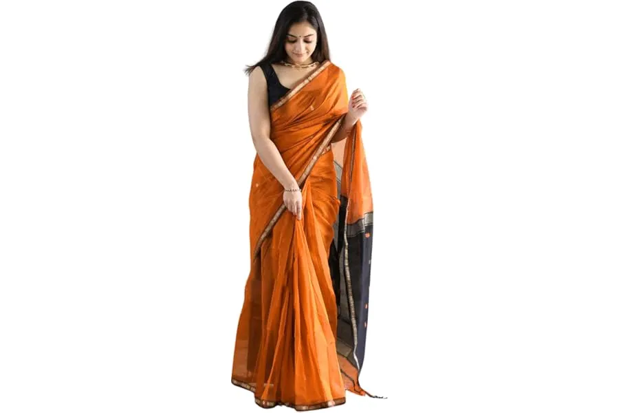 ZECVA Women's Pure Soft Spun Cotton Lichi Silk Saree For Women With Attach Unstitch Blouse Piec — Linkbiz SmartDeal's