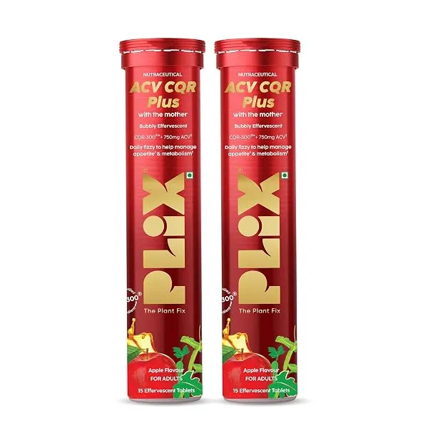 ACV CQR Plus Effervescent | Clinically Studied CQR-300® for GLP-1 Support | Helps Reduction in Fat, Waist & Hip Circumference, Metabolism & Appetite Control | Pack of 2 — Linkbiz SmartDeal's