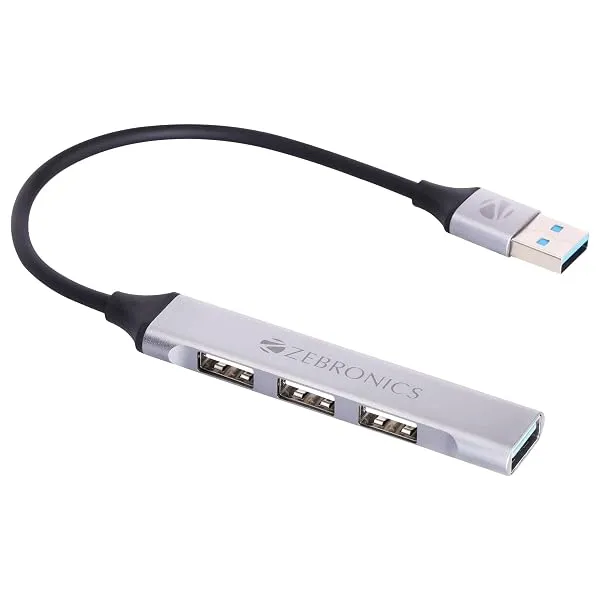Zebronics 200HB USB 3.0 4 Port Hub | Hi Speed Data Transfer, Aluminum + ABS Body, 15cm Cable, Sleek Design, Plug Play Usage — Linkbiz SmartDeal's