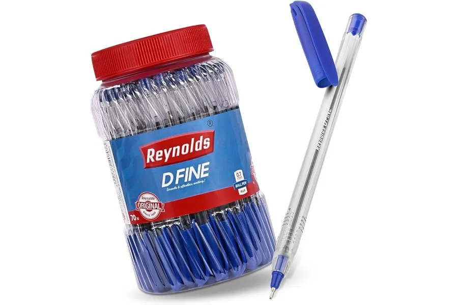 Reynolds DFINE Ball Pen SET - 70 BLUE PENS WITH COMFORTABLE GRIP |BLUE BALL PENS FOR WRITING | — Linkbiz SmartDeal's