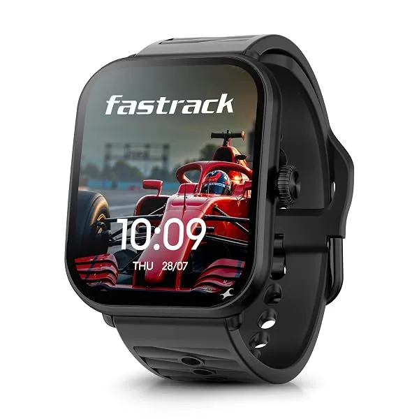 Fastrack MYND 1.93” AMOLED Display Smart Watch for Men & Women with AI Watch Faces,AI Chat,Offline Voice Commands,Curved Metallic Design,Functional Crown,BT Calling, Health Suite,1 — Linkbiz SmartDeal's