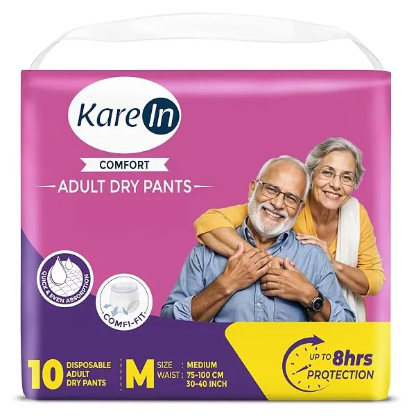 Karein Comfort Adult Diaper Pant M Size, Medium, Waist (75-100 cm 30"-40"), 10 Unit, Long Protection Hour, Unisex, Quick & Even Absorption, Anti-Bacterial, Leakproof, Odour Control — Linkbiz SmartDeal's