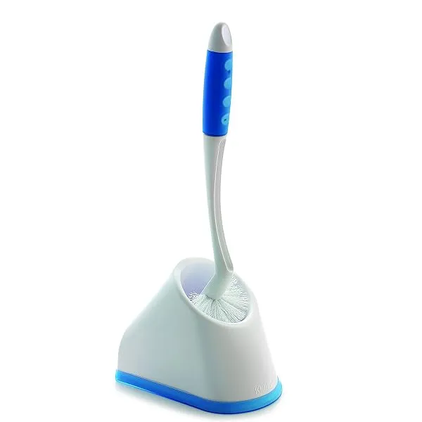 Cello Kleeno Angular Toilet Brush with Holder Pack of 1, Blue & White |Flexible Bristles & Rubberised Firm Grip Plastic Sturdy Handle |Toilet Cleaning Brush for Western & Indian To — Linkbiz SmartDeal's