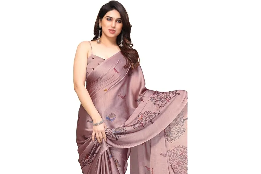 MIRCHI FASHION Women Saree Chiffon Flower Print | Breathable Lightweight Sari for Office and Da — Linkbiz SmartDeal's