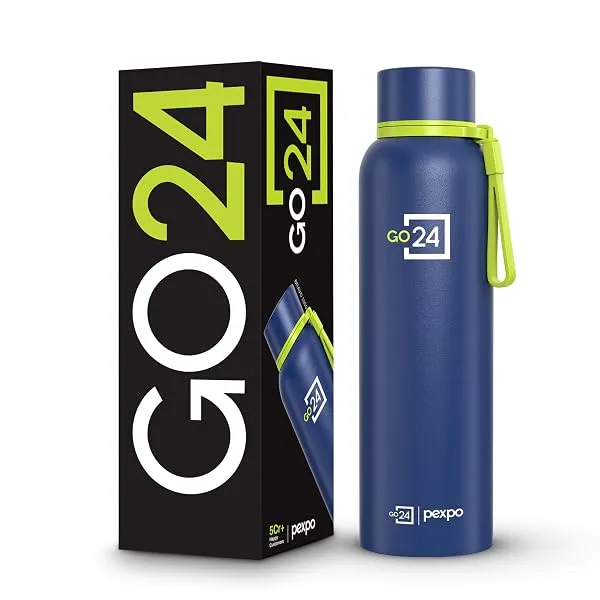 Go24 pexpo Stainless Steel Water Bottle 1 LTR | Thermosteel Flask | 3 layer Vacuum Insulation, ISI Certified, Leakproof, BPA Free, 2 Year Warranty, For Home, Travel, Office | Bravo — Linkbiz SmartDeal's