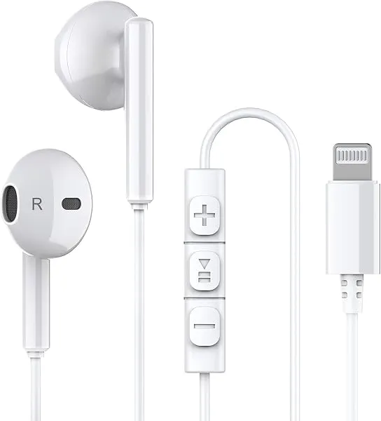 Wired Original Earphone with Microphone - Stereo in-Ear in Ear Headphones Compatible with iPhones7/8/X/XS/XR/11/12/13/14 Pro - Noise-Isolating, Stereo Sound,(Off White) Thunder Eag — Linkbiz SmartDeal's