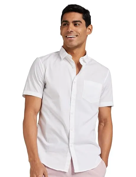 Amazon Brand - Symbol Men's Cotton Shirt | Casual | Plain | Half Sleeve | Summer - Regular Fit (Available in Plus Sizes) — Linkbiz SmartDeal's