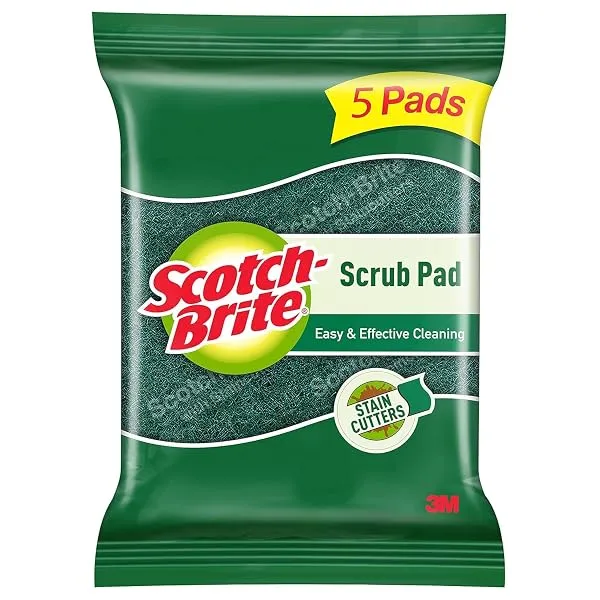 Scotch-Brite Scrub Pad (Pack of 5)|Green Scrubber for Everyday Kitchen Use — Linkbiz SmartDeal's