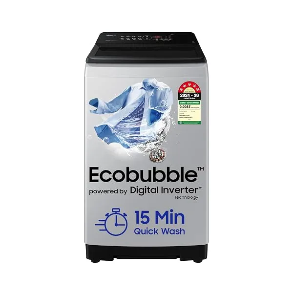 Samsung Smart Choice 8 kg, 5 star, Eco Bubble Tech, Digital Inverter Motor, Soft Closing Door, Fully-Automatic Top Load Washing Machine (WA80BG4441BGTL, Light Gray) — Linkbiz SmartDeal's