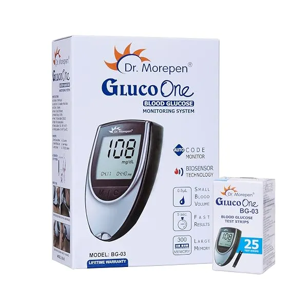 DR. MOREPEN GlucoOne Blood Glucose Monitor Model BG 03 with 25 Strips — Linkbiz SmartDeal's