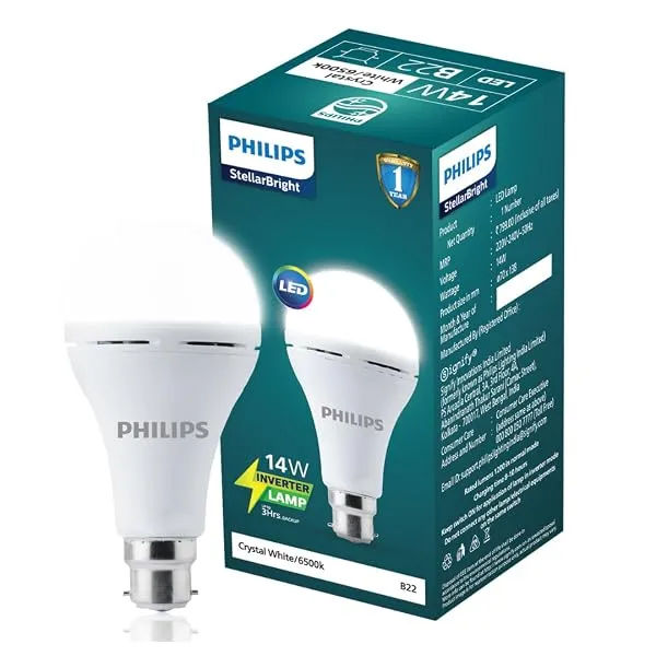 PHILIPS 14W Emergency LED Bulb | Stellar Bright B22 Inverter LED Bulb for Power Cuts | Crystal White, Pack of 1 — Linkbiz SmartDeal's