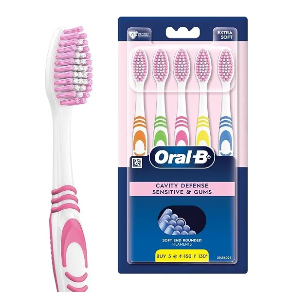 Oral-B Everyday Care Ultra Soft Toothbrush For Adults, Ultra Soft Bristles For Senstive Teeth, Tooth Brush Set, Oral B Dentist Recommended Brand (Super Saver Family Pack of 5),manu — Linkbiz SmartDeal's