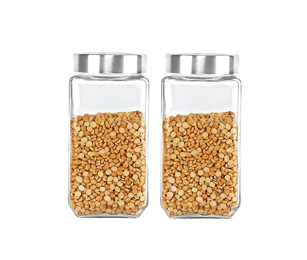 CELLO Qube Fresh Glass Storage Jar for Kitchen Set of 2 Pcs, 1000ml Transparent | Fridge Safe Airtight Leadfree Toughened Glass Kitchen Storage Containers Set For Beans, Whole Grai — Linkbiz SmartDeal's