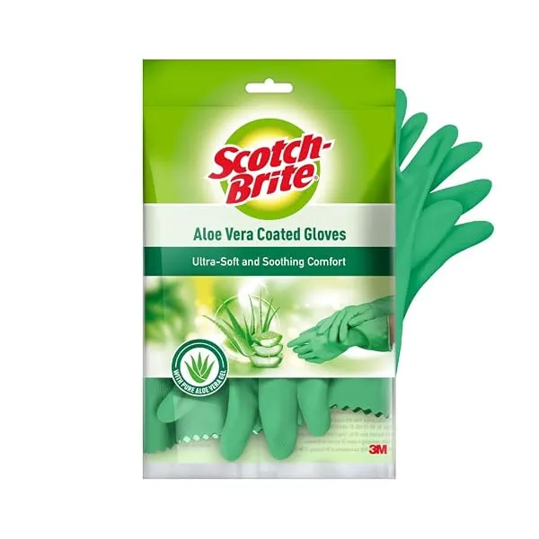 Scotch-Brite Aloe Vera coated Gloves, thick gloves for superior protection, aloe vera gel coating for cool hands, superior protection, anti- slip material — Linkbiz SmartDeal's