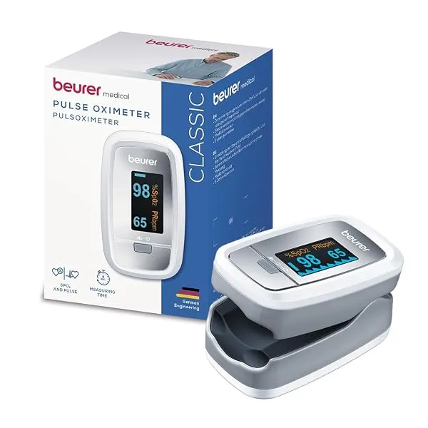 Beurer German Engineering PO 30 Pulse Oximeter I Displays Blood Oxygen Saturation (SPO2) and Heart Rate (Pulse) I Highly Reliable I Tip Oximeter with colour display and 4 Rotation — Linkbiz SmartDeal's