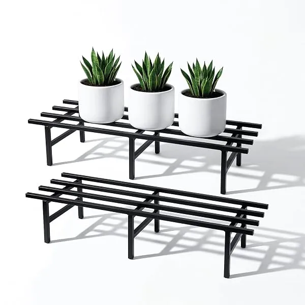 Robustt Horizontal Metal Pot Stand (Set of 2 ) 76x24x18 Cm | Rust-Proof Matte Powder-Coated Pot Stand for Big Size Plants | Supports Up to 200 Kg| Ideal for Balcony, Outdoor and In — Linkbiz SmartDeal's