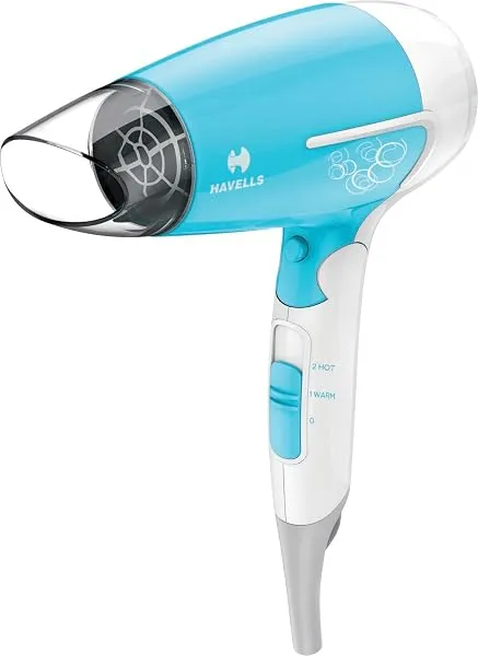Havells HD3151 1200 W Foldable Hair Dryer; 3 Heat (Hot/Cool/Warm) Settings Including Cool Shot Button; Heat Balance Technology, Turquoise — Linkbiz SmartDeal's