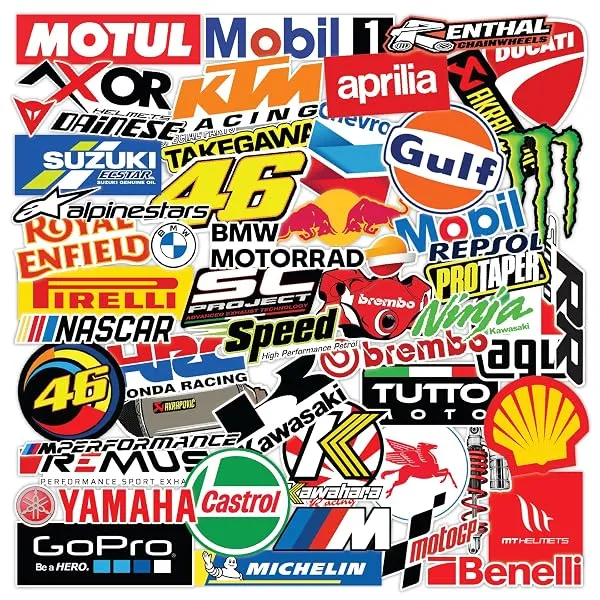 CodersParadise Motorcycle & Bike Stickers Pack | 74 PCS Waterproof Vinyl Biker Decals for Helmet, Tank, Visor, Scrapbooking & Bike Accessories — Linkbiz SmartDeal's