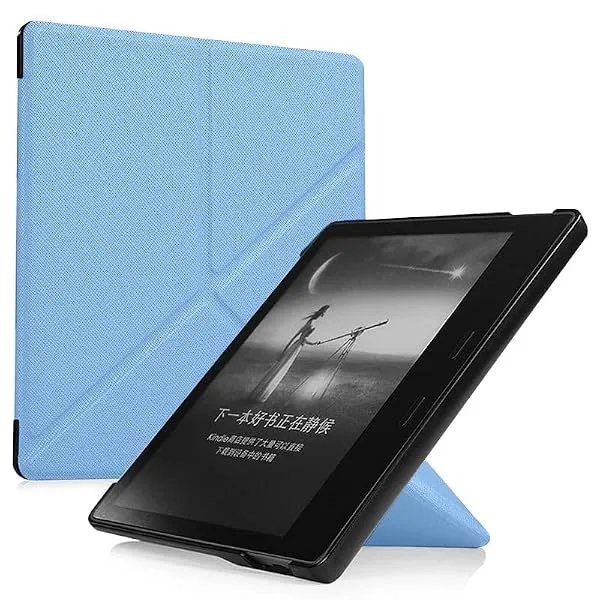 FTK® Case for Kindle Oasis (10th Generation, 2019 Release and 9th Generation, 2017 Release) | Slim Cross Stripe Fold Stand Cover | Sky Blue — Linkbiz SmartDeal's