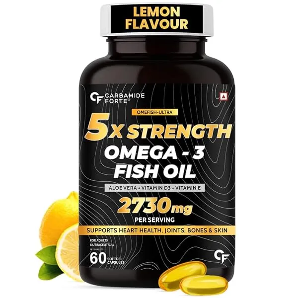 Carbamide Forte 5X Strength Omega 3 Fish Oil Capsules 2730mg | Fish Oil Omega 3 Supplement To Support Overall Health & Skin With Added Aloevera, Vitamin D3, Vitamin E For Men & Wom — Linkbiz SmartDeal's