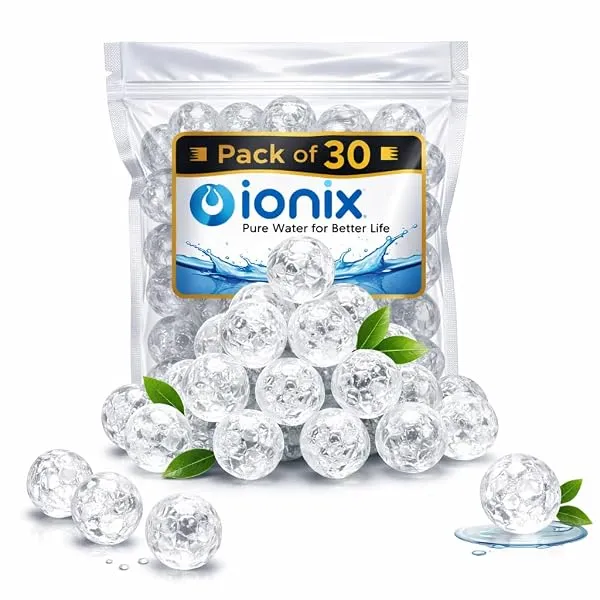 IONIX Pack of 30 Antiscalant Solid Balls, Convert Hard to Soft Water, Food Grade Material, Anti Scaling Balls for RO, for Tank, for Washing Machine, 30 Pieces, Transparent — Linkbiz SmartDeal's