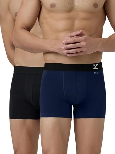 XYXX Men's Aero Super Combed Cotton Regular Fit Solid Antimicrobial Trunks with No Marks Waistband (Pack of 2) — Linkbiz SmartDeal's