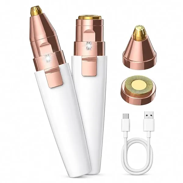 VIFERA 2 in 1 Eyebrow Trimmer for Women, Facial Hair Removal Machine for Upper Lip, Cheeks, Chin, Nose, Face Trimmer, USB RECHARGEABLE Epilator With Light — Linkbiz SmartDeal's