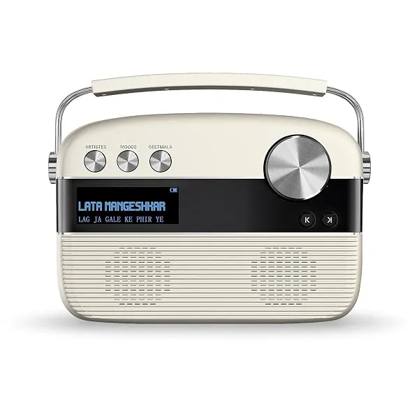 Saregama Carvaan Hindi - Portable Music Player with 5000 Preloaded Songs, FM/BT/AUX (Porcelain White) — Linkbiz SmartDeal's