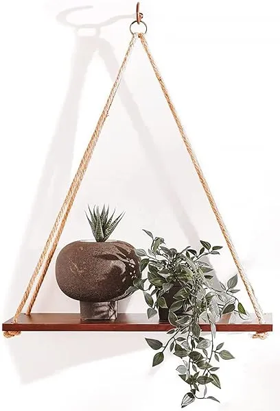 UHUD CRAFTS Hanging Shelves - Adjustable Rope Hanging Shelf, Wall Hanging Decor, Lightweight, Premium Wooden Shelf, Hanging Plant Shelf for Bedroom and Living Room (1 Pcs) — Linkbiz SmartDeal's