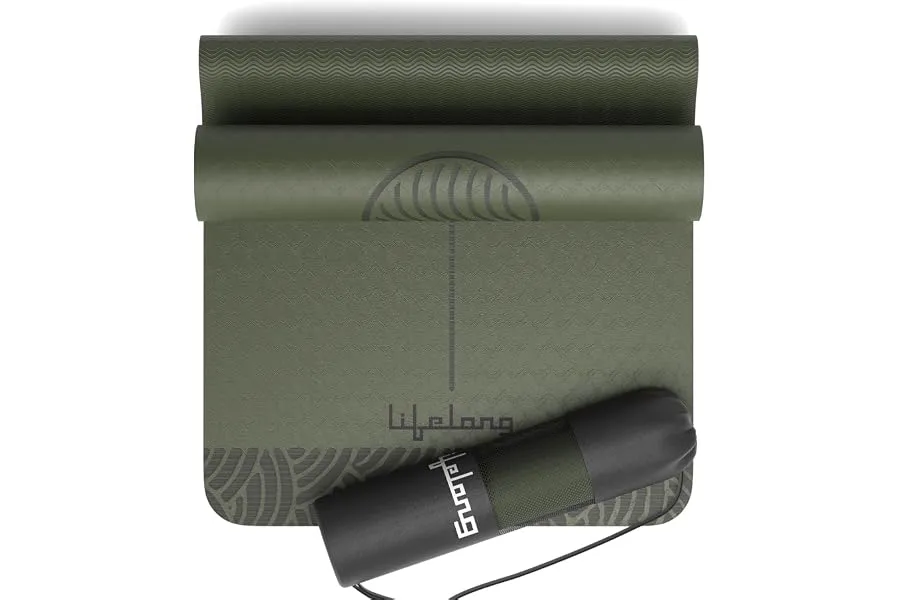 Lifelong Yoga Mat for Men & Women | 5mm Thick TPE Cushioning | Non-Toxic & Sweat-Resistant | Li — Linkbiz SmartDeal's