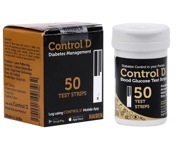 Control D Test Strips, 50 Count (Black) | For Control D Glucometer only — Linkbiz SmartDeal's