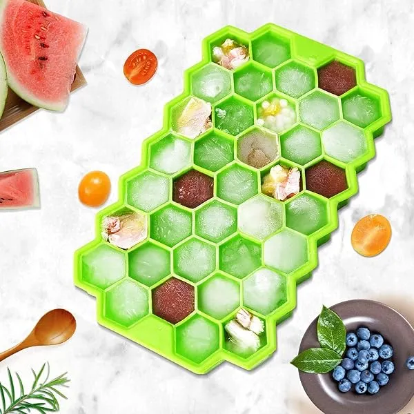 Clazkit Flexible Silicone Honeycomb 37 Cavity Ice Cube Tray for Freezer Moulds Small Cubes Whiskey Fridge Bar Soft Ice Cube Tray -Pack of 1 — Linkbiz SmartDeal's