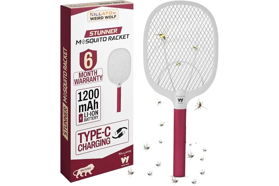 Weird Wolf Heavy Duty Rechargeable Mosquito Killer Racket | 1200mAh Battery | Type-C Charging | — Linkbiz SmartDeal's