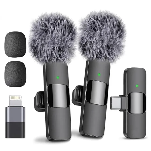 AMBLIC New Dual Wireless Mic for Youtubers Video Recording & Live Streaming | Noise Cancellation with 164Ft Mic for Vlogging, Singing, Plug-Play, DSLR Compatible with All Smartphon — Linkbiz SmartDeal's