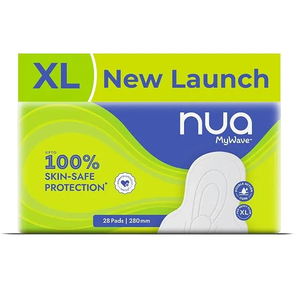 Nua MyWave XL Sanitary Pads for Women | Heavy Flow Period Pads | Super Soft, Rash-Free, Leak-Proof | Super Absorbent | Pack of 28 | Individually Wrapped | 280 mm — Linkbiz SmartDeal's