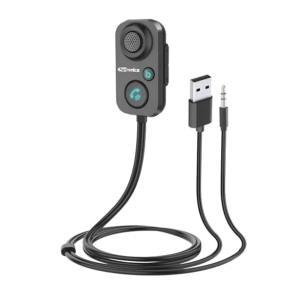 Portronics AUTO 12 in-Car Bluetooth Receiver for Handsfree Calling, Music System, Supports All Smartphones (Black) — Linkbiz SmartDeal's
