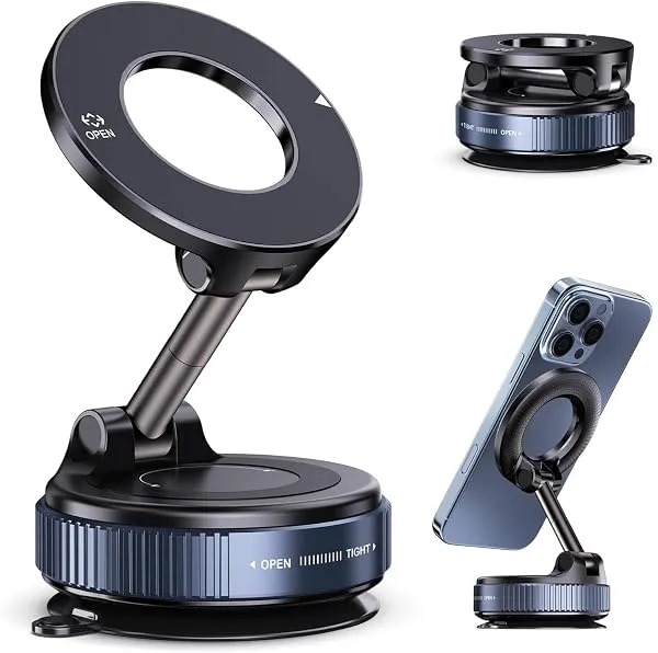 Highdas Car Phone Holder for MagSafe, 78+ LBS Strong Suction Magnetic Mount | Magnetic mobile mount for dashboard, ideal for navigation, hands-free calls, music control and conveni — Linkbiz SmartDeal's