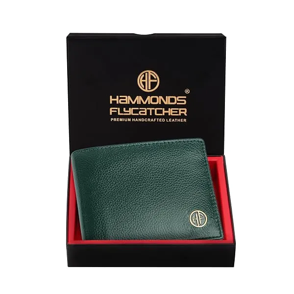 HAMMONDS FLYCATCHER RFID Protected Bi-Fold Wallet for Men Leather Original, Mens Wallet, Leather Wallets for Men, Classic Purse with 4 Card Slots, Coin Pocket, Gift for Mens - Gree — Linkbiz SmartDeal's
