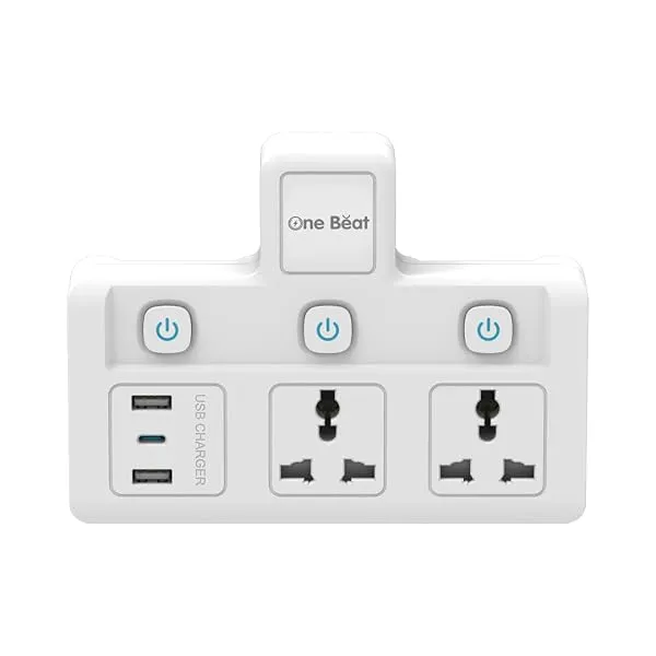 One Beat Cordless Extension Board with Individual Switch-Multi Plug Socket with 2 USB A & 1 USB C Slot - Flex Board with Safety Shutter Protection — Linkbiz SmartDeal's
