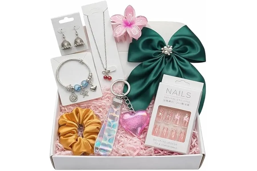 Zevarna 8-Piece Women’s Fashion Jewelry hamper & Hair Accessories Gift Set | Pendant Chain, Cha — Linkbiz SmartDeal's
