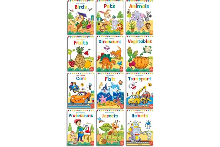 Colouring Books | Pack Of 12 Copy Colour Books For Children | Premium Paper Quality | Wonder Ho — Linkbiz SmartDeal's