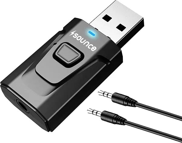 Sounce 2 in 1 Bluetooth 5.0 Transmitter Receiver | 3.5mm Stereo Audio Adapter with Mic | Portable Design | Driverless Plug and Play | Easy Slide Switch Mode | 50m Range | Compatibl — Linkbiz SmartDeal's