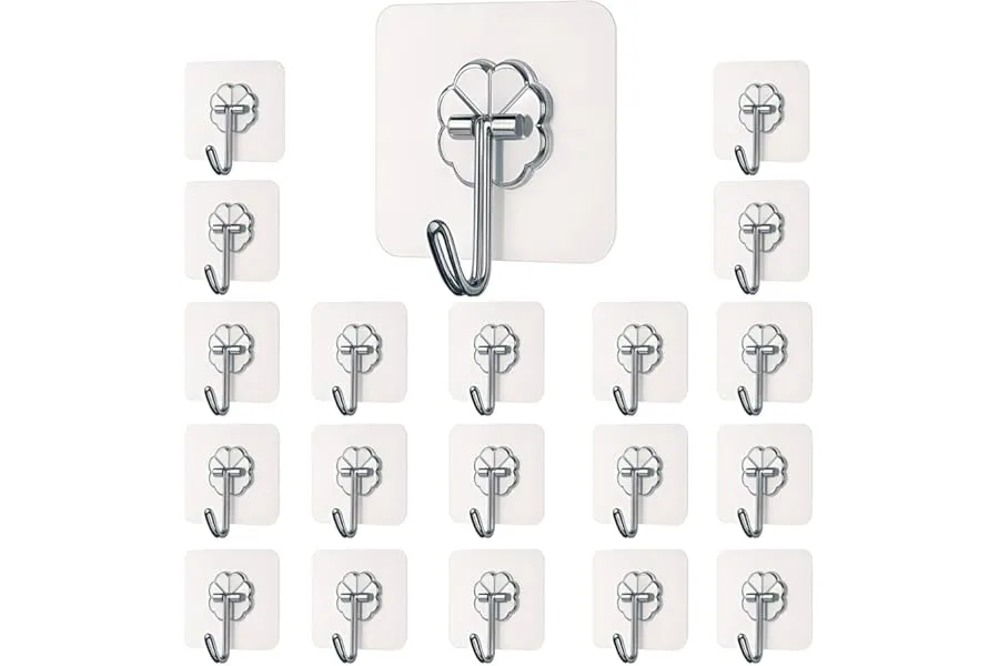 DALUCI Self Adhesive Wall Hooks - 20 Pcs Heavy Duty Wall Hooks for Hanging | Nail Free Sticky H — Linkbiz SmartDeal's