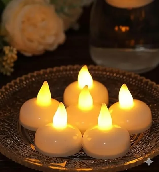 Water Sensing 6 Pcs Floating Diyas Smokeless Flameless Candles Led Tea Light Battery Operated Waterproof Decorative Candle for Home Decor Table Festival Diwali Decoration Items (6) — Linkbiz SmartDeal's