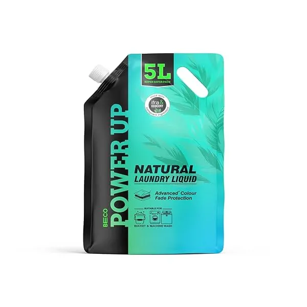 Beco Power Up Laundry Detergent Liquid - 5 Ltr Refill Pack | Tough Stain Removal | Retains Brightness and Shine | Natural | Suitable for both Machine and Bucket Wash — Linkbiz SmartDeal's
