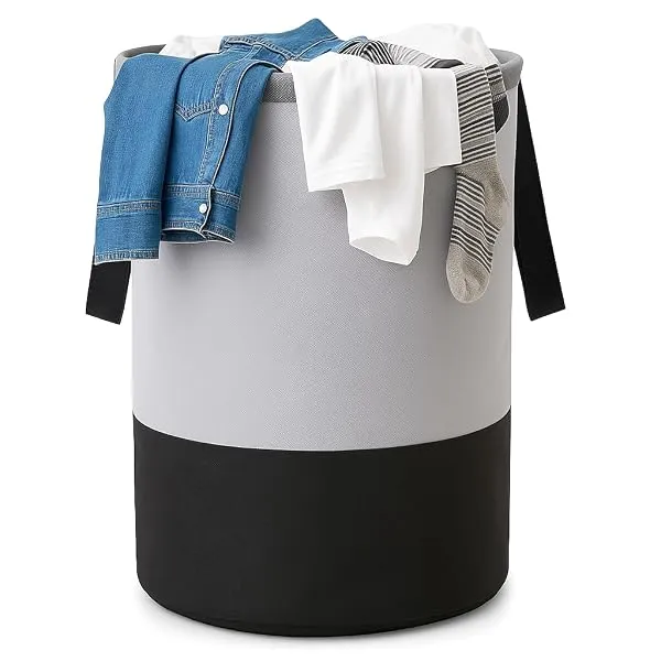 GLUN® Round Laundry Bag, Gray & Black Foldable Waterproof 45 Liter Capacity, Non-Woven Toys & Cloth Storage Bag Pack Of 1 | 14inch — Linkbiz SmartDeal's